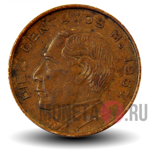 10 сентаво 1967 года - Мексика - Бенито Хуарес