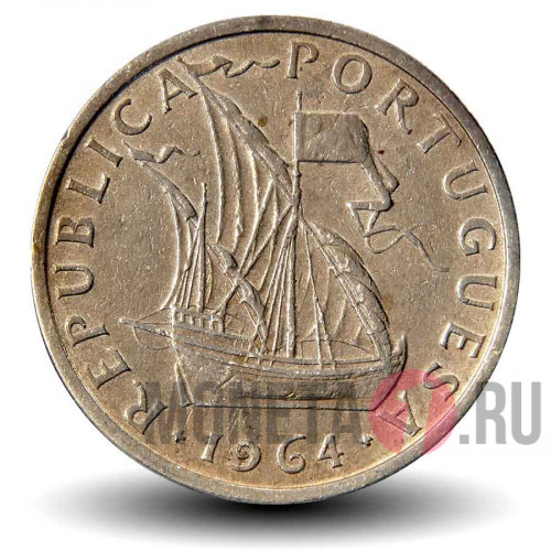 5 эскудо 1964 года - Португалия - Парусник