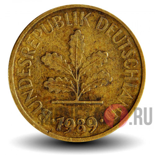 5 пфеннигов 1989 года - ФРГ - G