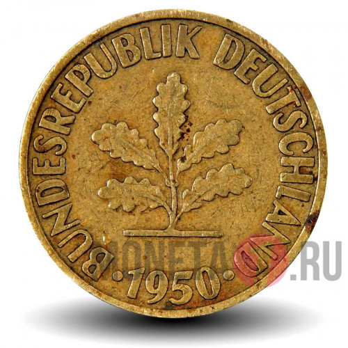 10 пфеннигов 1950 года - ФРГ - D