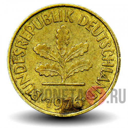 5 пфеннигов 1976 года - ФРГ - Дуб - F