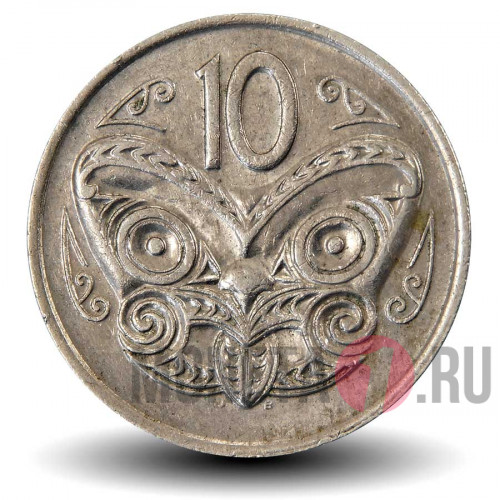10 центов 1977 года - Новая Зеландия - Маска Маори