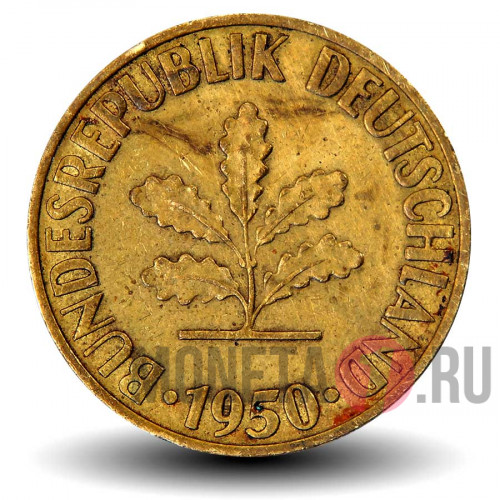10 пфеннигов 1950 года - ФРГ - F