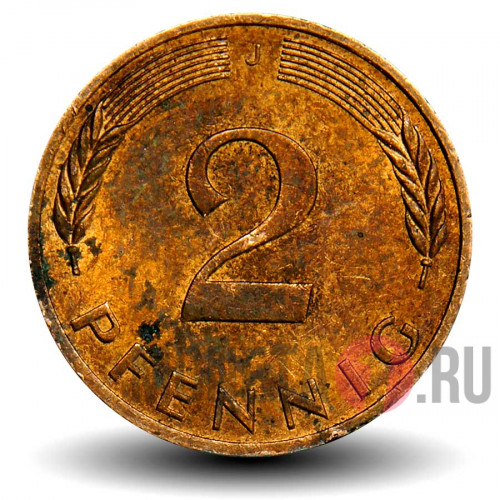 2 пфеннига 1988 года - ФРГ - Дуб - J