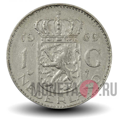 1 гульден 1969 года - Нидерланды - Королева Юлиана (петух)