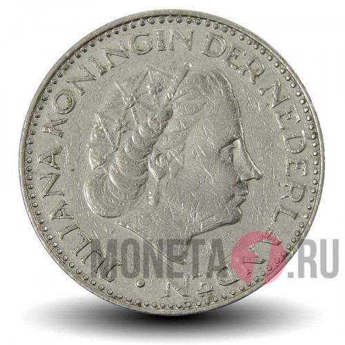 1 гульден 1969 года - Нидерланды - Королева Юлиана (петух)