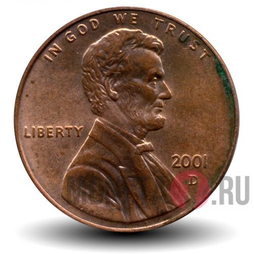 1 цент 2001 года - США - D