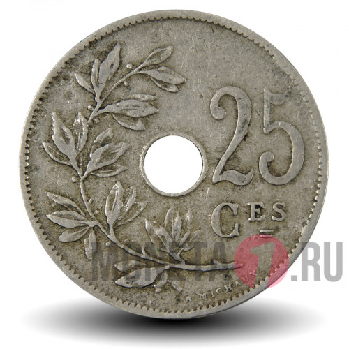 25 сантимов 1908 года - Бельгия - Леопольд II - BELGIQUE
